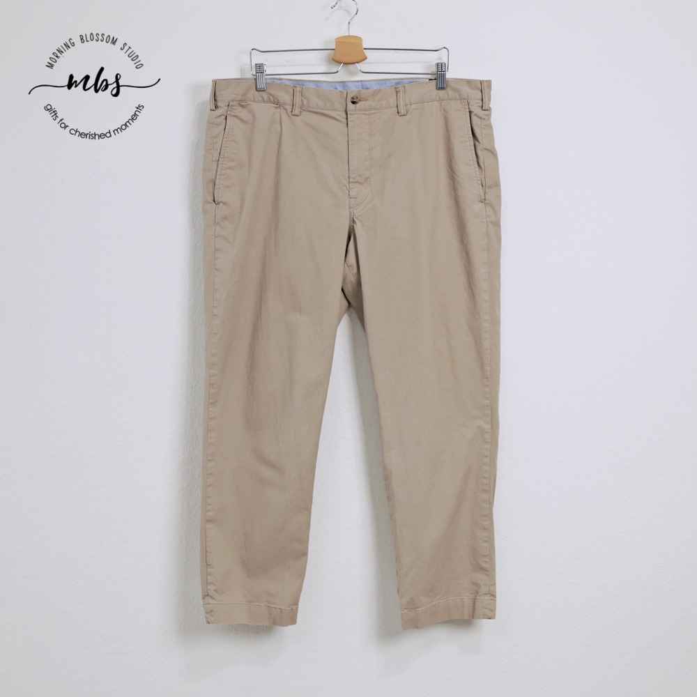 Polo Ralph Lauren Stretch Straight Fit Classic Preppy Leg Pants Beige Men 40x30